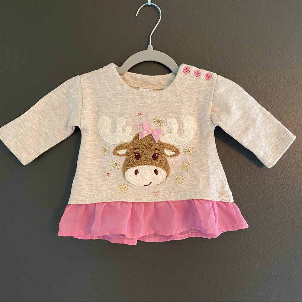 3 Christmas tops for baby girl pink 12–8 month